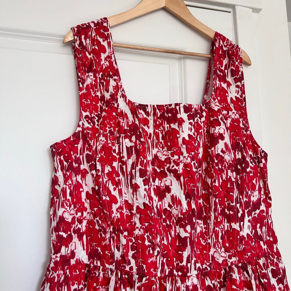 NWT Aureta Square Neck Corset A-Le Dress Midi Women’s 2X‎ Red Bloomcore Romantic - Picture 3 of 13